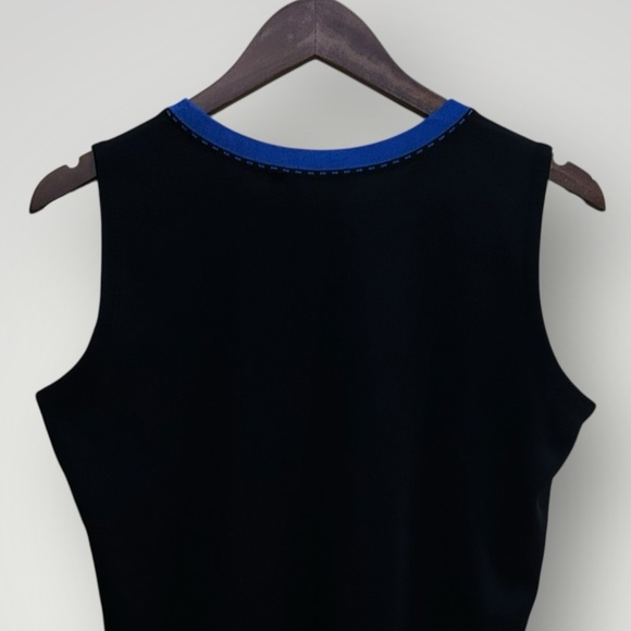 Misook Woman Black Blue Trim Knit Tank Top Sleeveless Pullover Medium Minimalist - Picture 6 of 10
